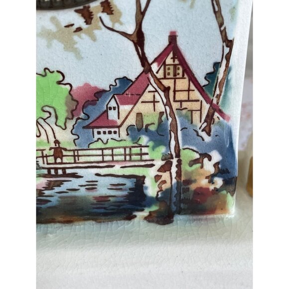 Antique German Mechanical Mantle Clock Pillars Hand Painted Porcelain Not Workin - Picture 3 of 15